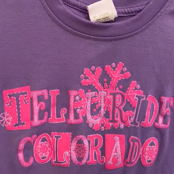Kid U Not Telluride CO snowflake pink purple shortsleeve souvenir t-shirt Small​ - Picture 3 of 5